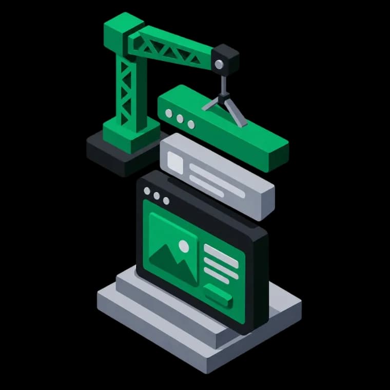 Crane assembling a website — Northbase building your site
