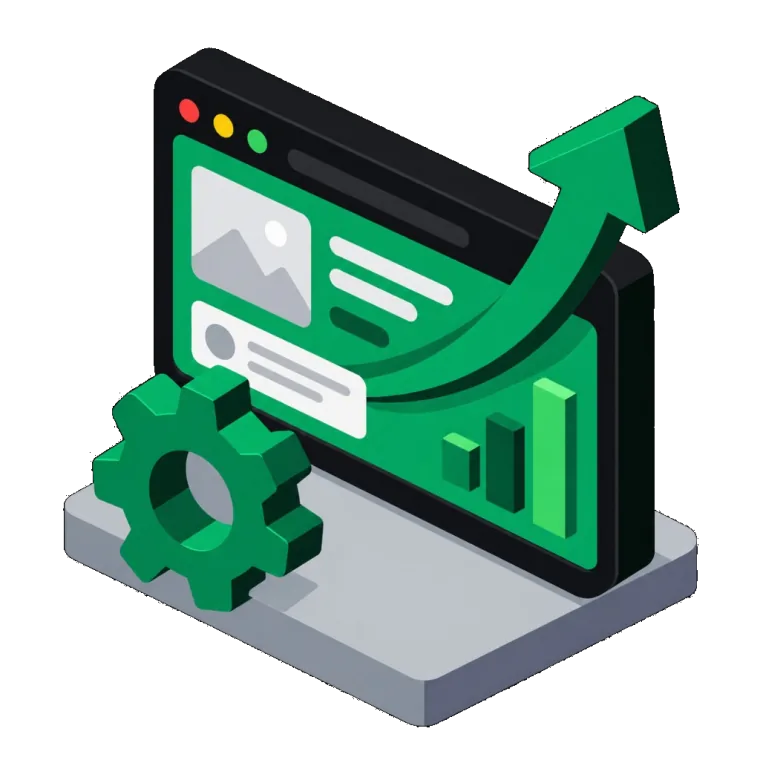 Dashboard with growth arrow — Northbase keeping your site working